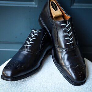 Allen Edmonds 10-D Cornwallis Black and Blue Burnished Oxford Mens Dress Shoes